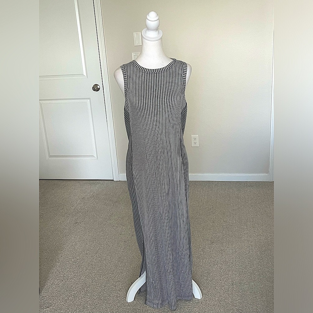 NWT Anthropologie Daily Practice Midi Dress Size Large Color Dark Blue/Gray